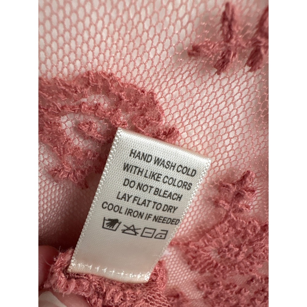 Dusty Rose Lace Open Kimono Sheer Floral Boho Festival Romantic Coquette Duster - Picture 7 of 7